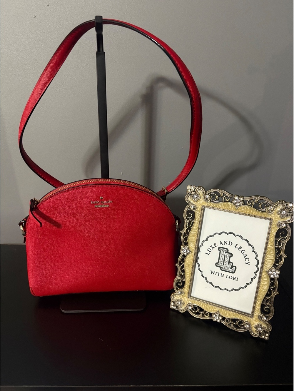 Kate Spade Red Saffiano Leather Dome Crossbody Bag